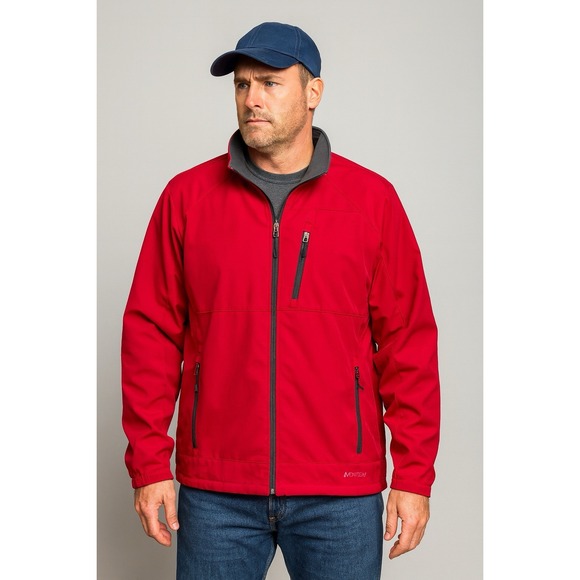 Black Diamond Double Mens Softshell Jacket Size XL Fleece Lined Full Zip Red - Picture 1 of 9
